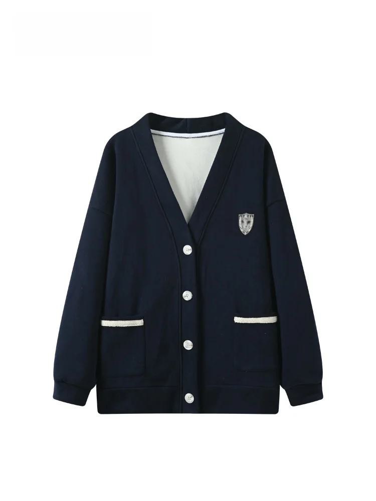 

Модная женская куртка больших размеров с длинными рукавами в студенческом стиле, универсальная, стройнящая, весенняя верхняя одежда, топ больших размеров