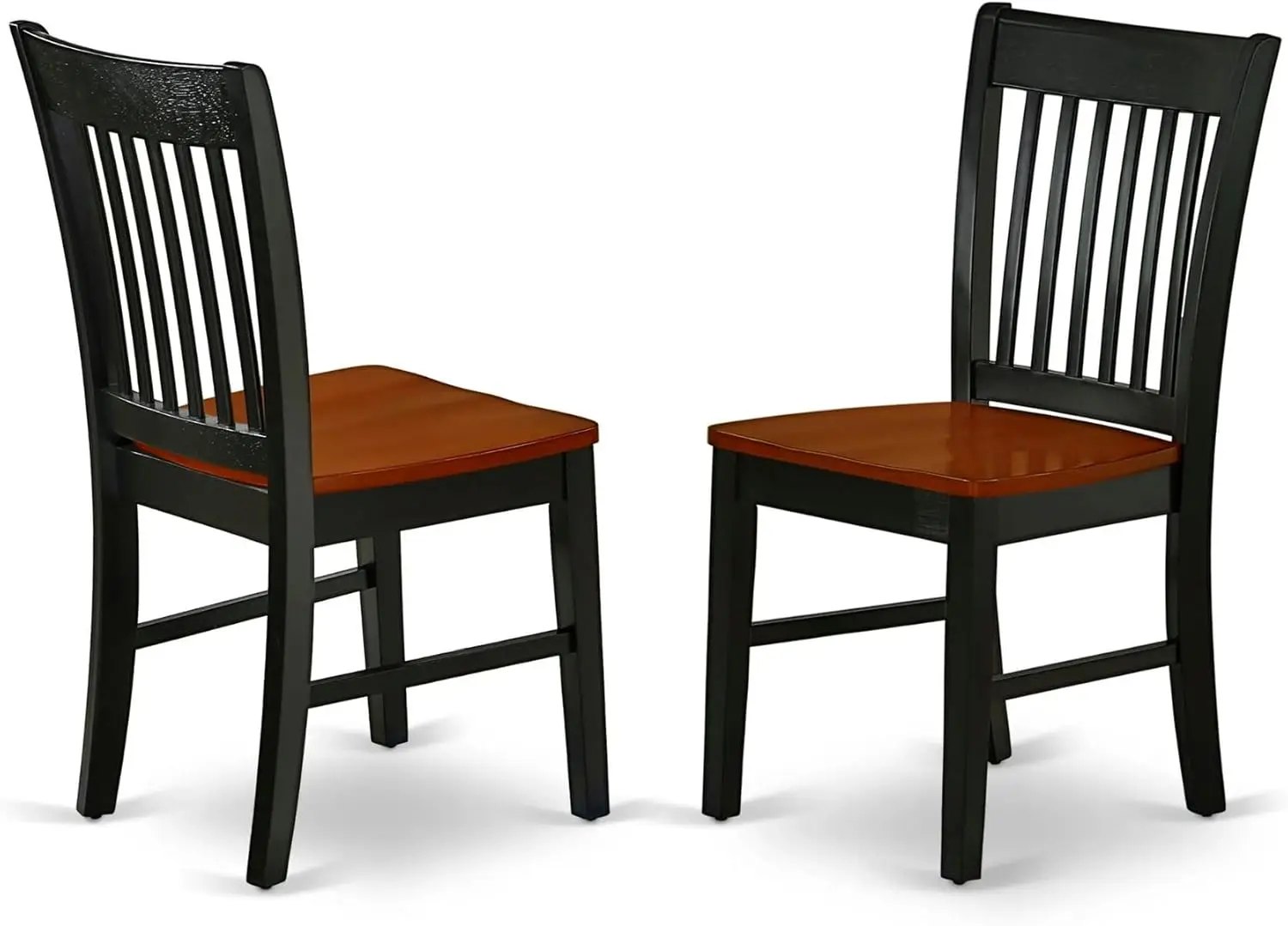 

Slat Back Wood Seat Dining Chairs Set of 2, Black & Cherry, 19x18x35 Inches