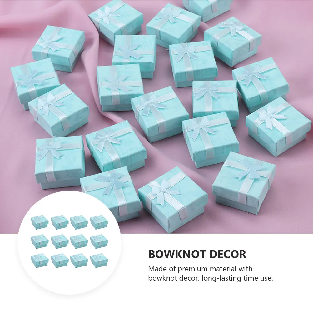 

12Pcs Fine Workmanship Bowknot Jewelry Box Present Storage Holder Set for Rings Earrings Gifts Compact Protective Case