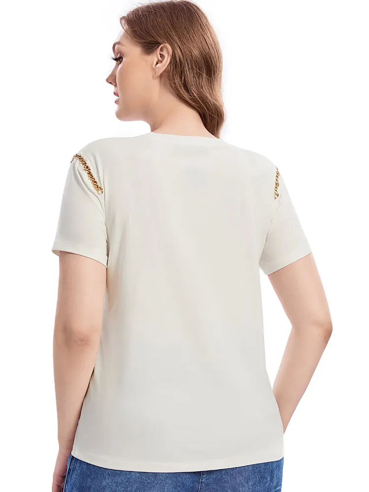 قميص نسائي منسوج برقبة دائرية مقاس كبير ينتمي إلى فئة الملابس النسائية #2