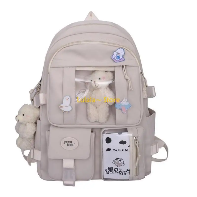 

Y4QA School Backpack Harajuku Nylon School Bag Laptop Backpack for Women Student