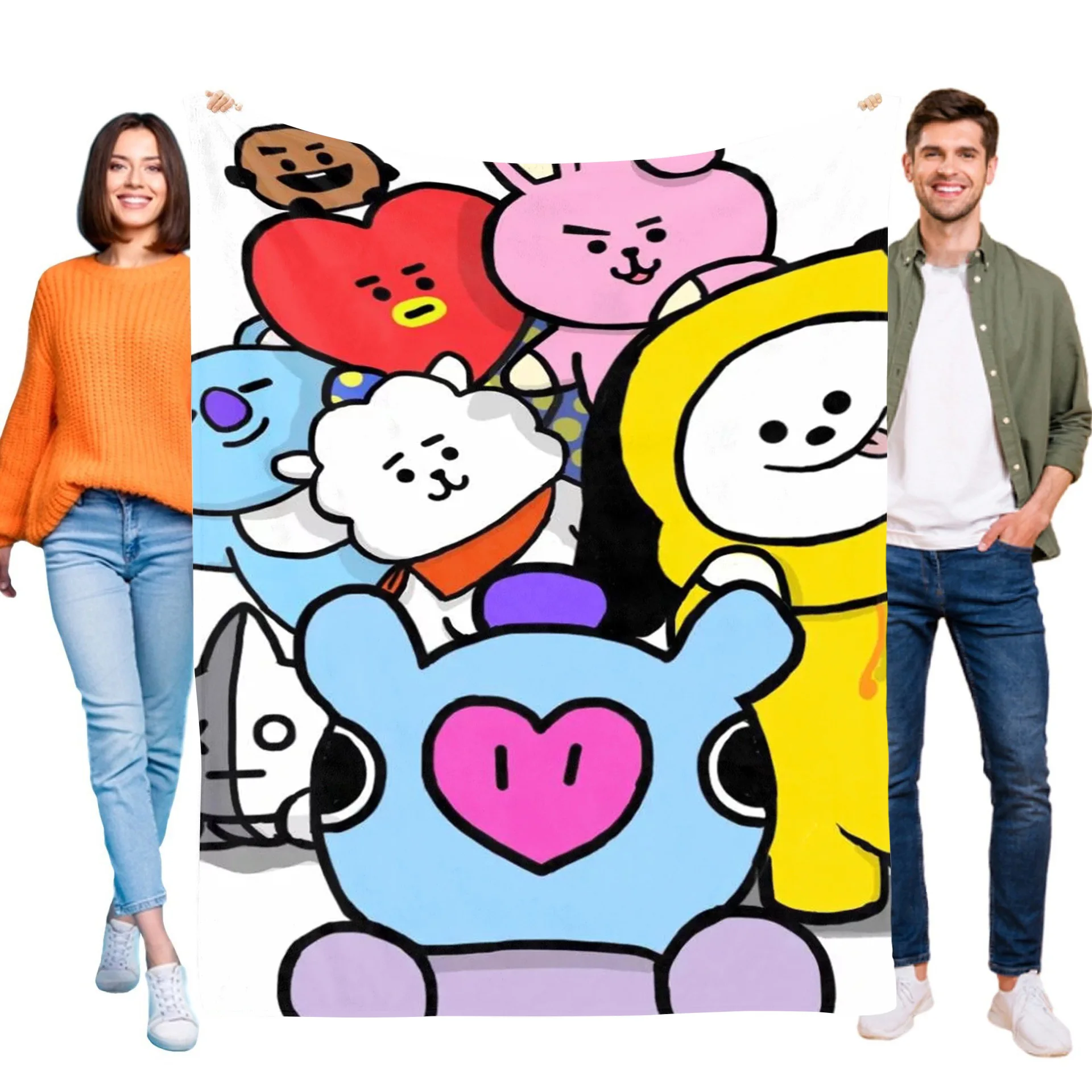 Kpop-BT21 Designer Throw Blanket 150x200 Fluffy Soft Blankets King Size Fleece Blanket Large Knitted Plaid Interior for Home