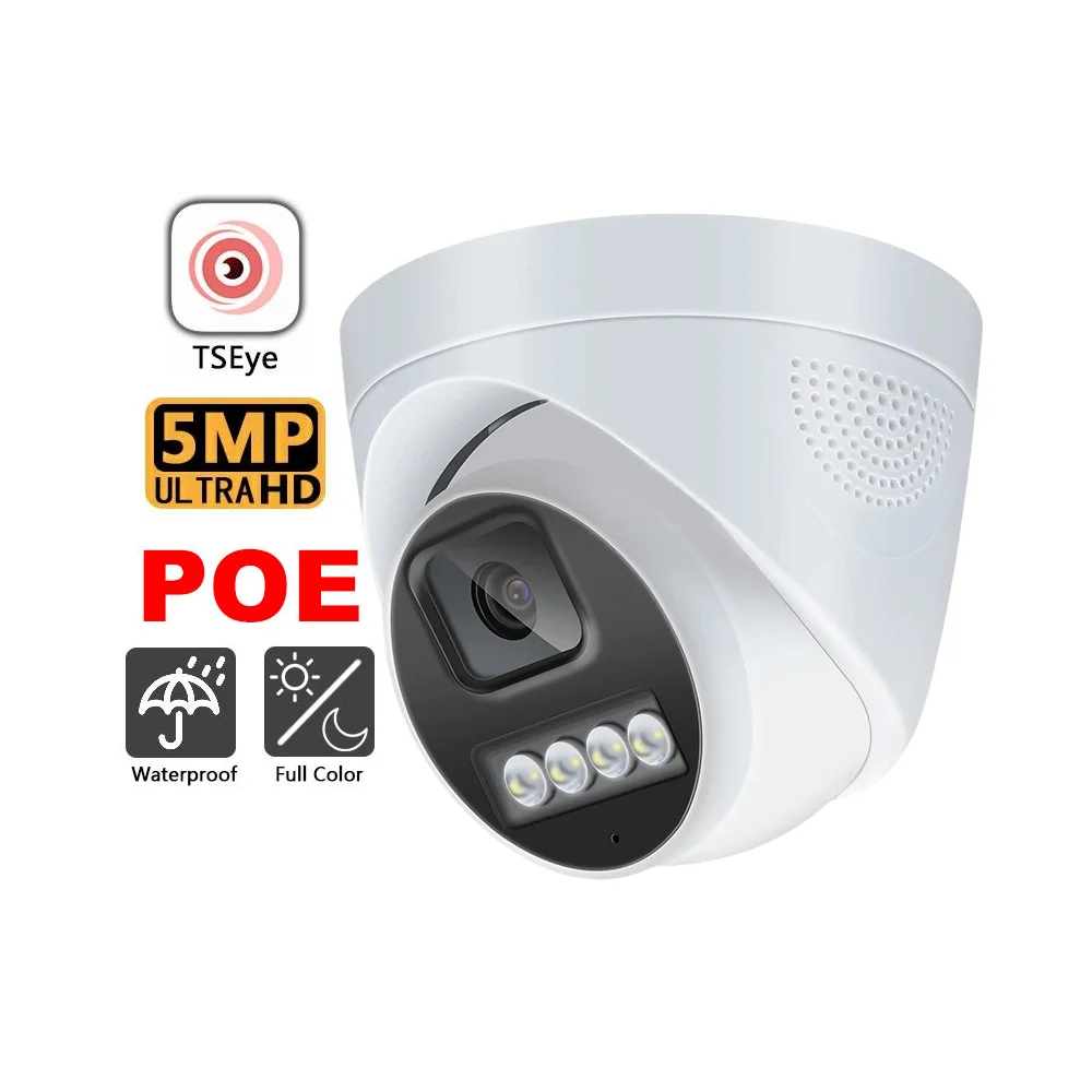 Custom 4K HD 5MP Full-Color Night Vision Dome CCTV Camera, TSEye, NVR, IP POE Network Surveillance Camera