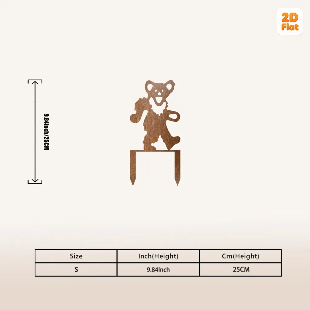 1 dancing bear outdoor metal ground stake, perfect for lawn, garden, and outdoor decoration enthusiasts