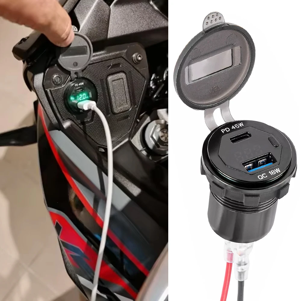 Para kawasaki versys 650 carregador usb acessórios da motocicleta câmera celular duplo carregamento rápido com display relé 2024 2023 2022