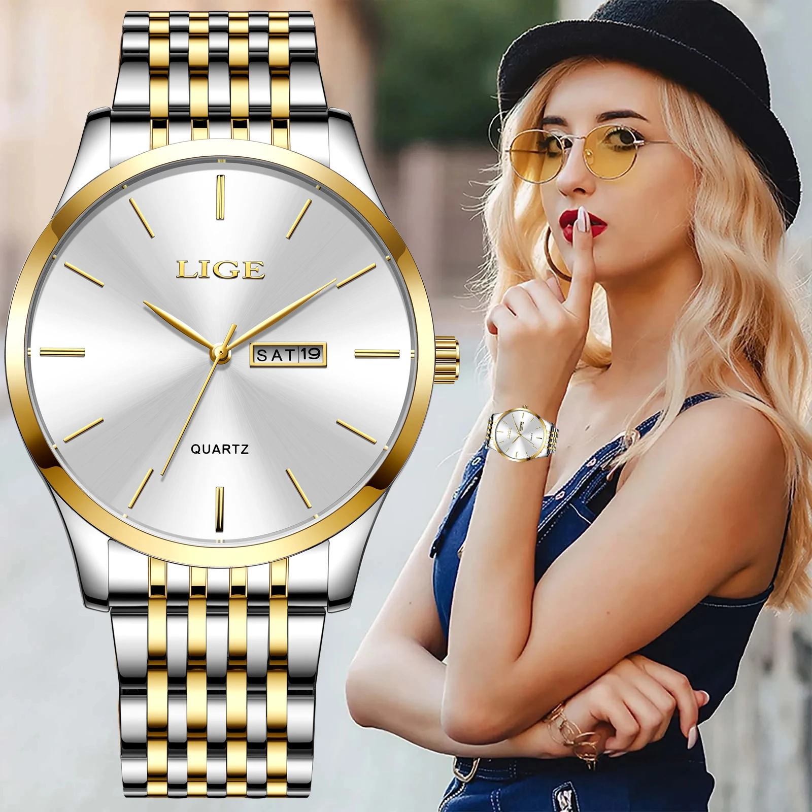 LIGE 2023 New Gold Watch Women Watches Ladies Creative Steel Women\'s Bracelet Watches Female Waterproof Clock Relogio Feminino