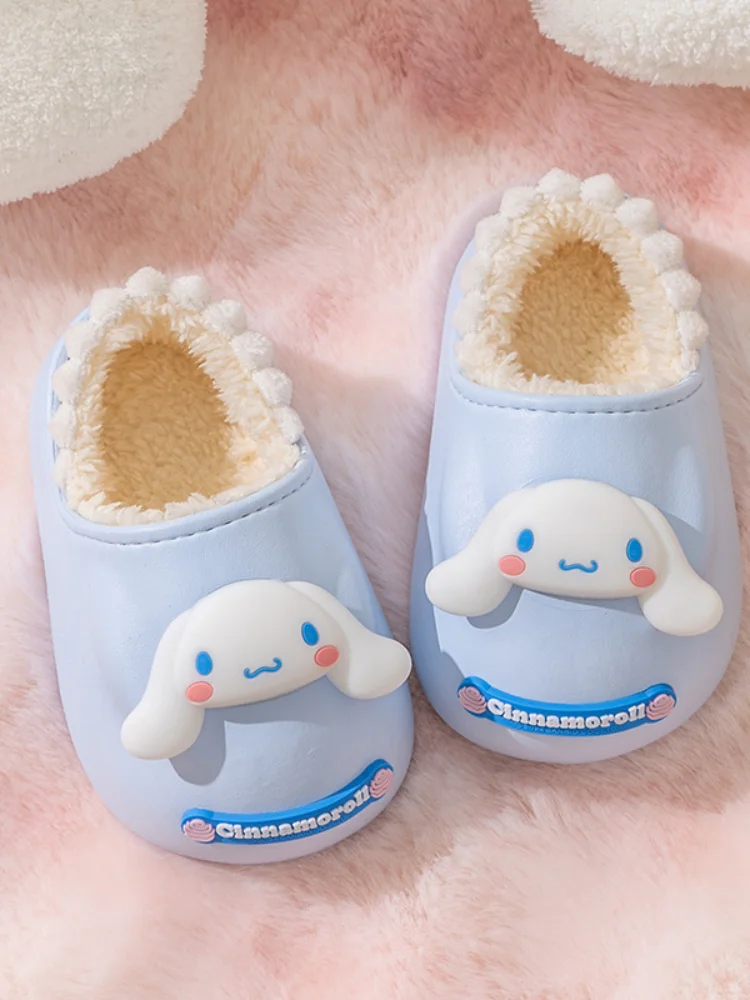 سانريو فتاة سينامورول Kawaii موضة الشتاء نعال من القطن طالب الكرتون الصوف مبطن الدفء الطفل النعال نمط جديد #3