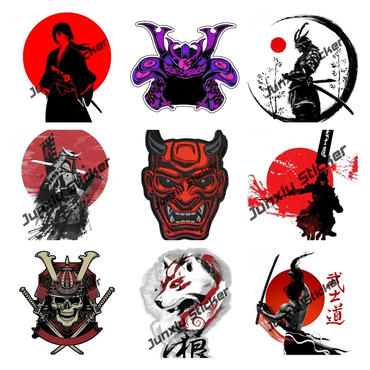 Japan Geisha Sticker Japan Girl Bushido Spirit Samurai Mask Vinyl Waterproof Decal JDM Refit Creative Bumper Window Accessories