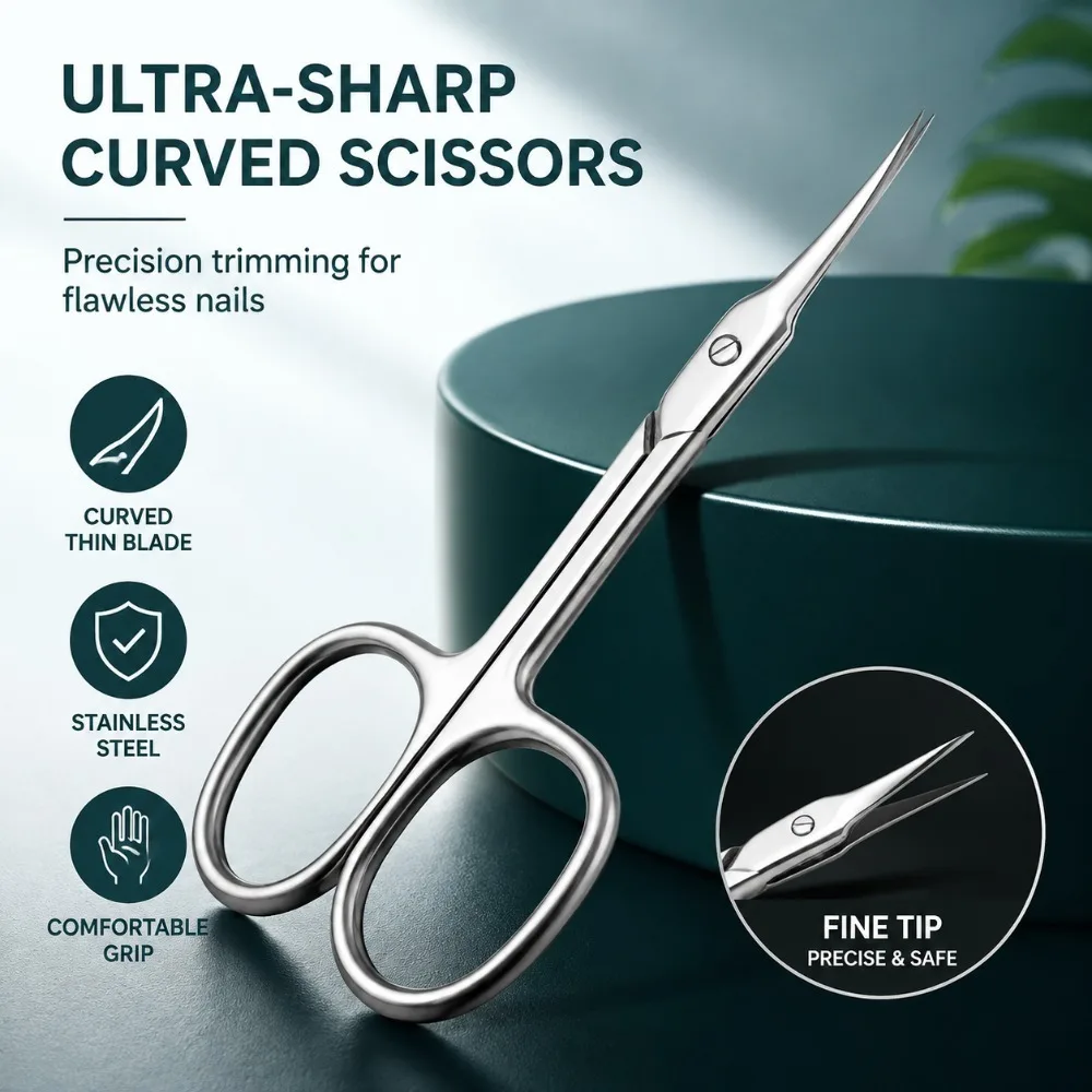 Sharp Tip Stainless Steel Cuticle Trimming Scissors Anti Rust Nail Scissors For Salon DIY Manicure Dead Skin Cuticle Cleaning