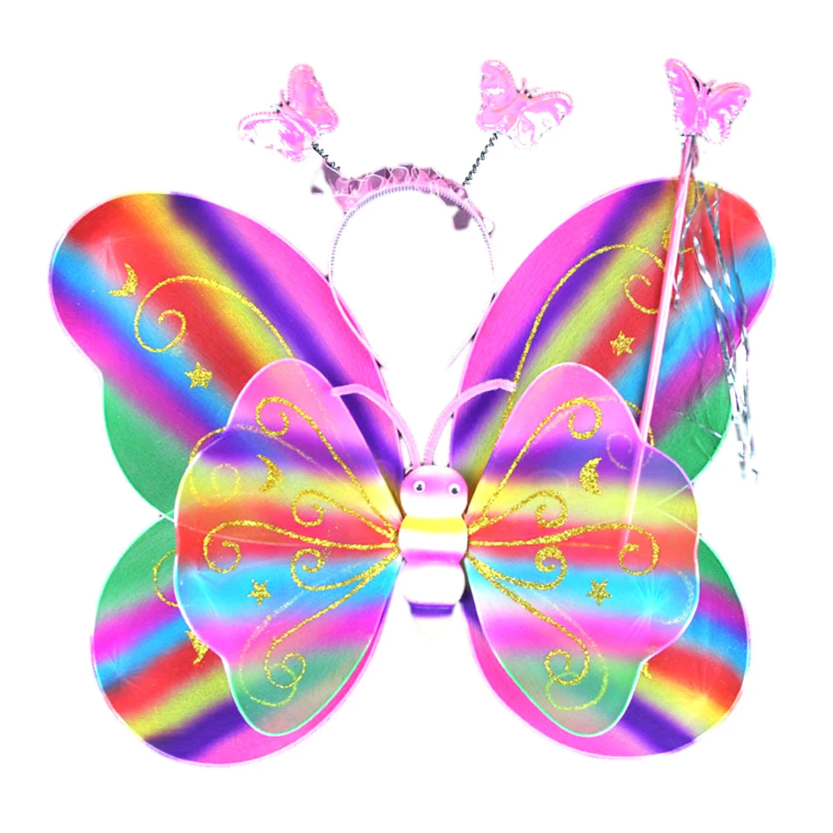 

4 шт. костюм с крыльями феи для юбки-пачки, повязка на голову, палочка, день рождения, Рождество, вечеринка, крыло, костюм с крыльями феи