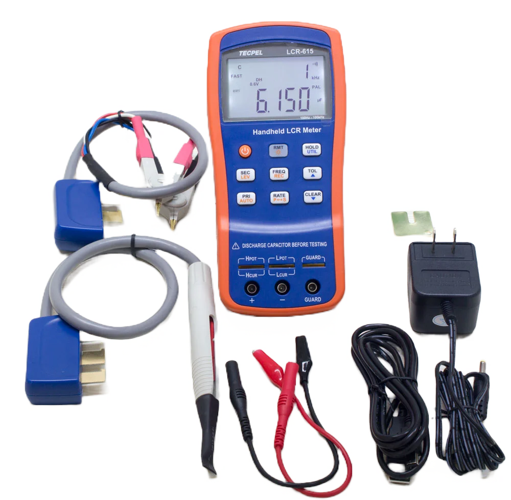 TECPEL LCR-615-100KHz- 0.25% Accuracy Handheld RLC Meter 0.01pF-20mF Capacitance 0.01H-1000H Inductance 0.0001-10M 39,999-Digit