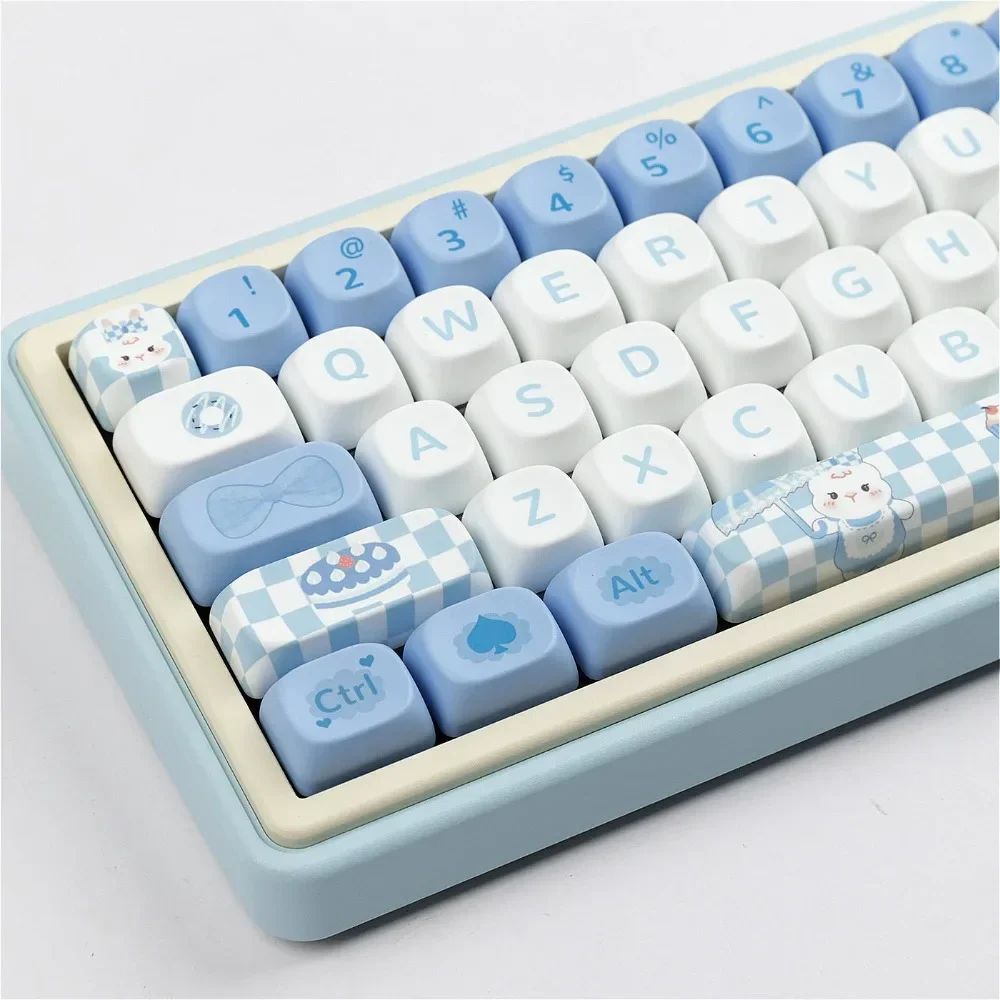 

Moa Keycaps Bunny Keycaps Blue Keycaps MAC Wooting Alice Cute Cartoon Heat Sublimation Keycap Set for HI75 68 98 S99 104