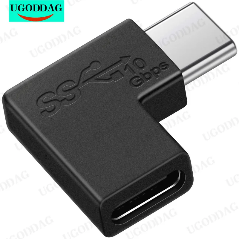 USB Type C 3.1 Male to Female Right Angle 90 Degree Extender Quick Charge Data 10Gbps Fast Charging Adapter Connector Converter