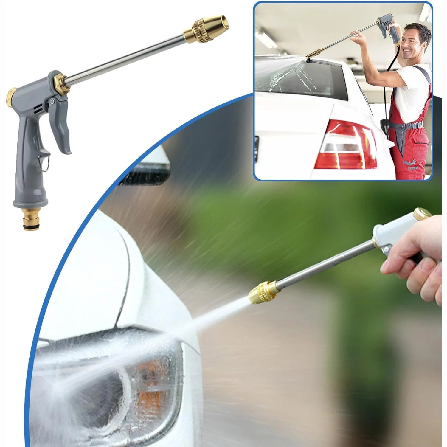 High Pressure Sprinkler Hose Nozzle Agricultural Sprayer Gun Portable Adjustable Rotatable Spray Gun Household Car Wash Tool
