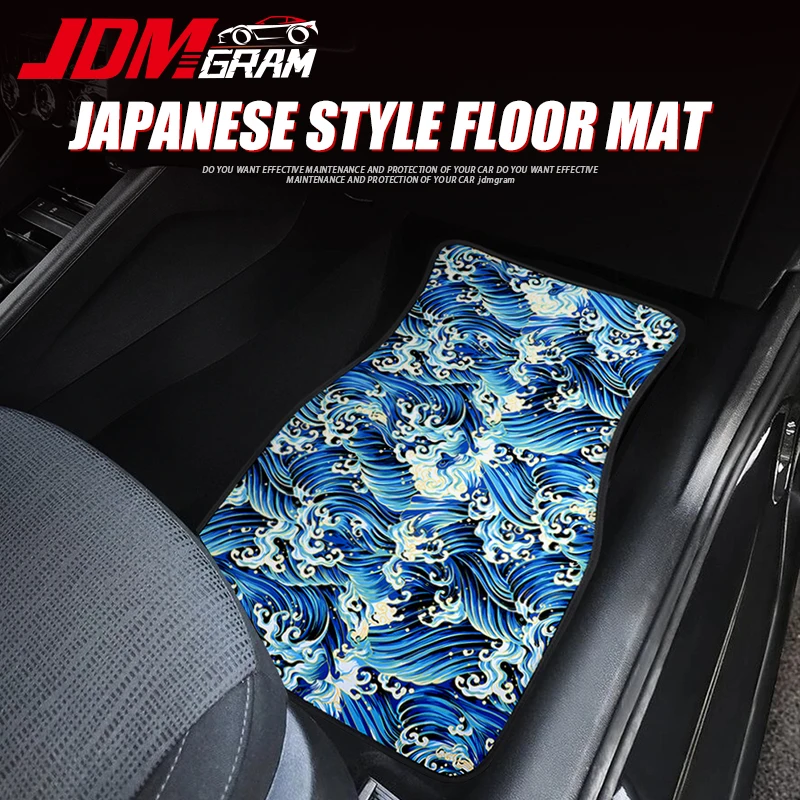 JDM Racing Car Floor Mats Universal Waterproof Anime Front Rear Mat Protector Carpet Protection Kit Auto Interior Accessories