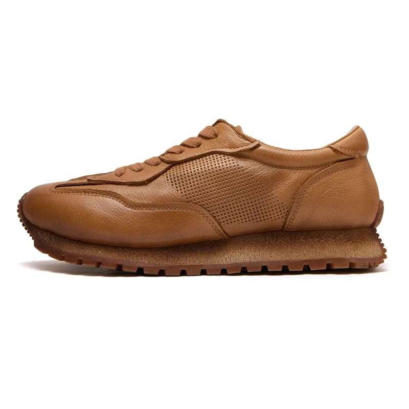 

Genuine Leather Training Shoes Men Thick Soled Breathable Casual Sports Board Shoes Male Tennis Basketball Fitness Oxfords Male