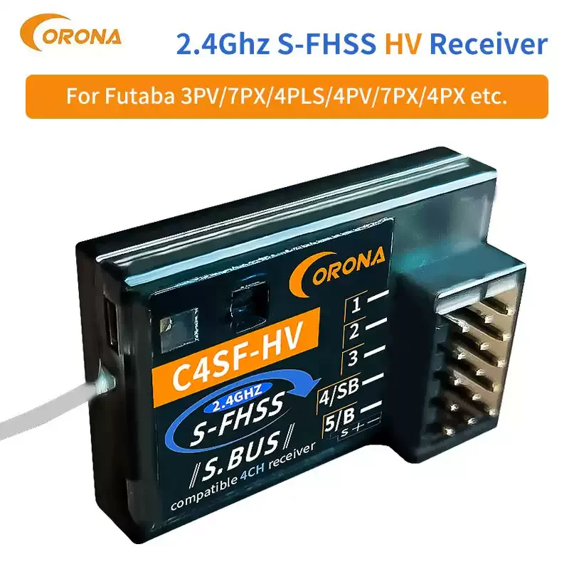 Corona C4SF-HV 2.4G S-FHSS 4CH HV Waterproof Mini Receiver S.BUS Compatible Futaba 3PV 4PLS 4PV 4PX RC Car