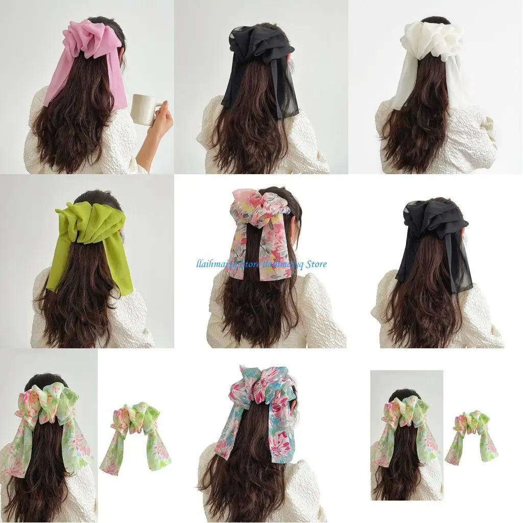 

573B Sweet Hair Clip Pastoral Oversized Bowknot Hair Barrettes for Women