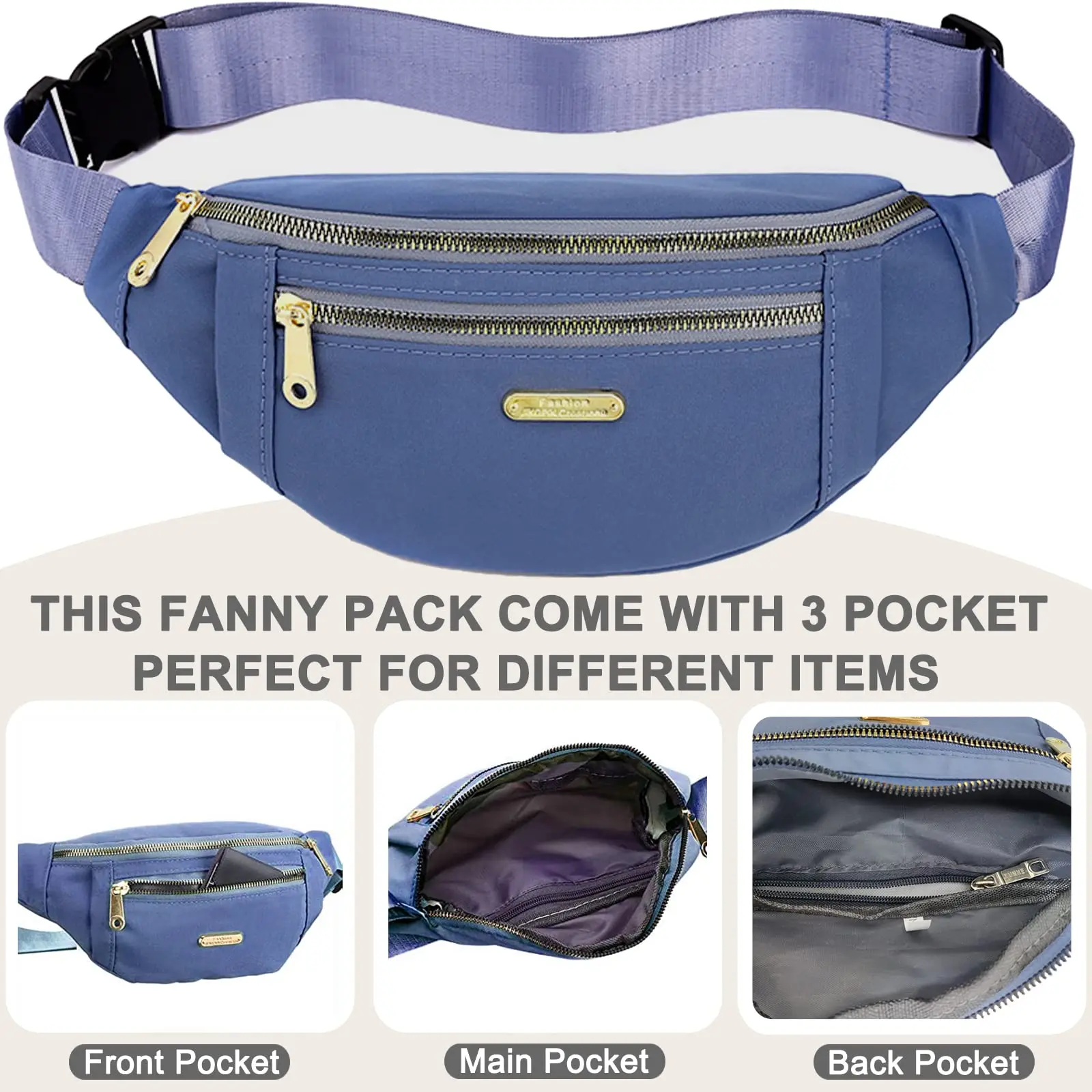 Fanny Packs for Women Men Belt Bag Fashion Waist Packs Lightweight Crossbody Bags Bum Bag for Running Hiking Travel Workout