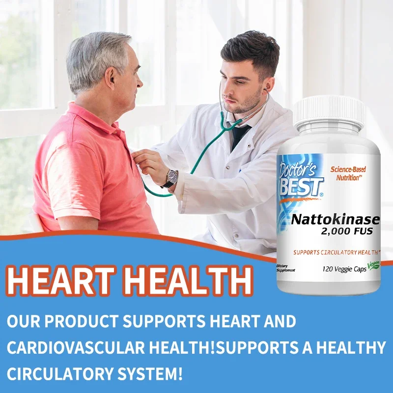 Highly Effective Nattokinase, Non-GMO, Gluten-free, Vegetarian, Supports Cardiovascular, Heart and Circulatory Health