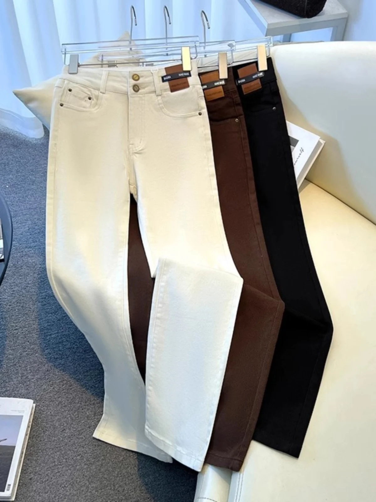 

High Waist Bell Bot Jeans Women's Faion Casual Long Pants Spring Autumn New Sle Slimming Tall Visual Effect