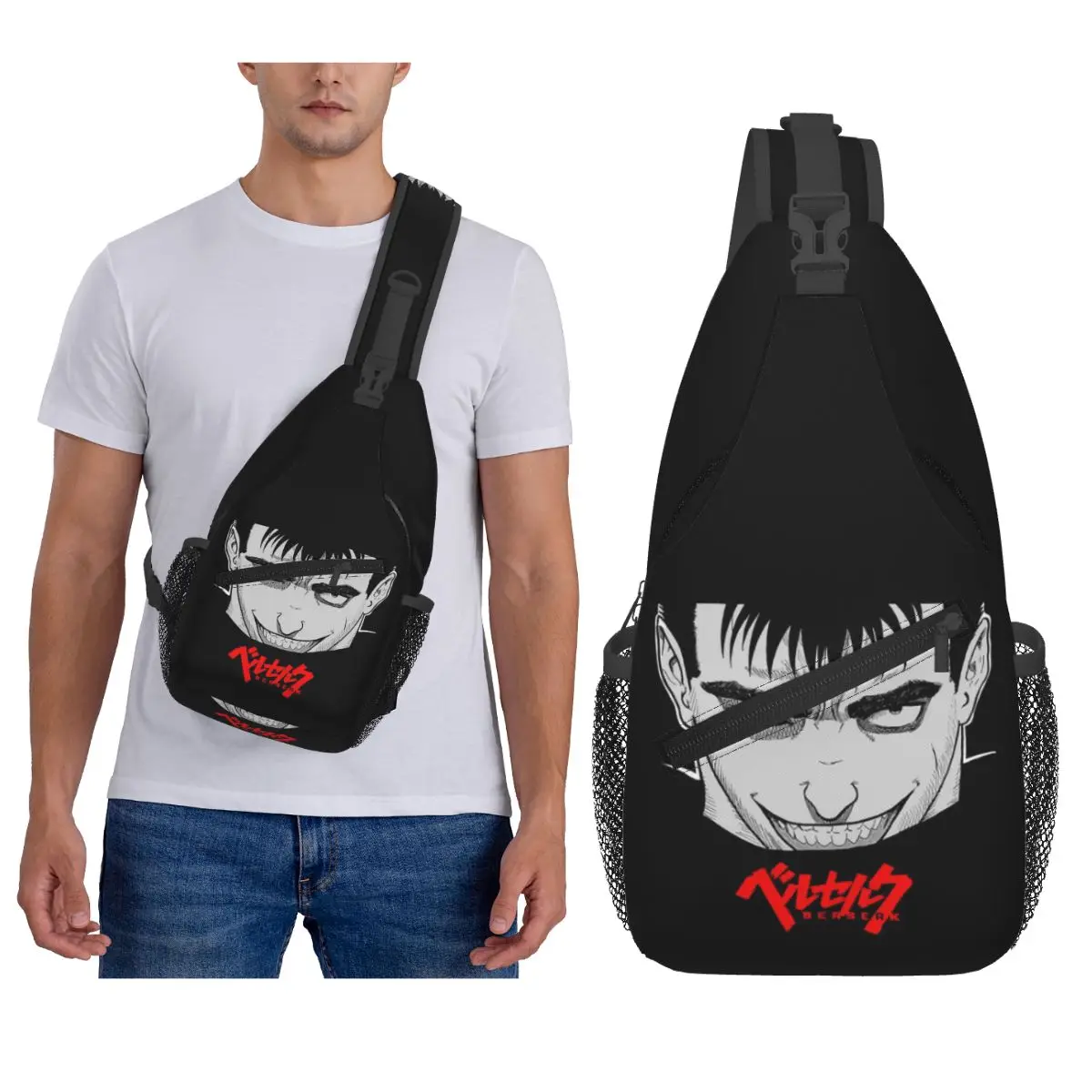 اليابان أنيمي Berserk حقيبة صدر للرجال الرجال الرافعة Crossbody على ظهره حقيبة صدر للرجال السفر المشي لمسافات طويلة Daypack حقيبة كتف #1