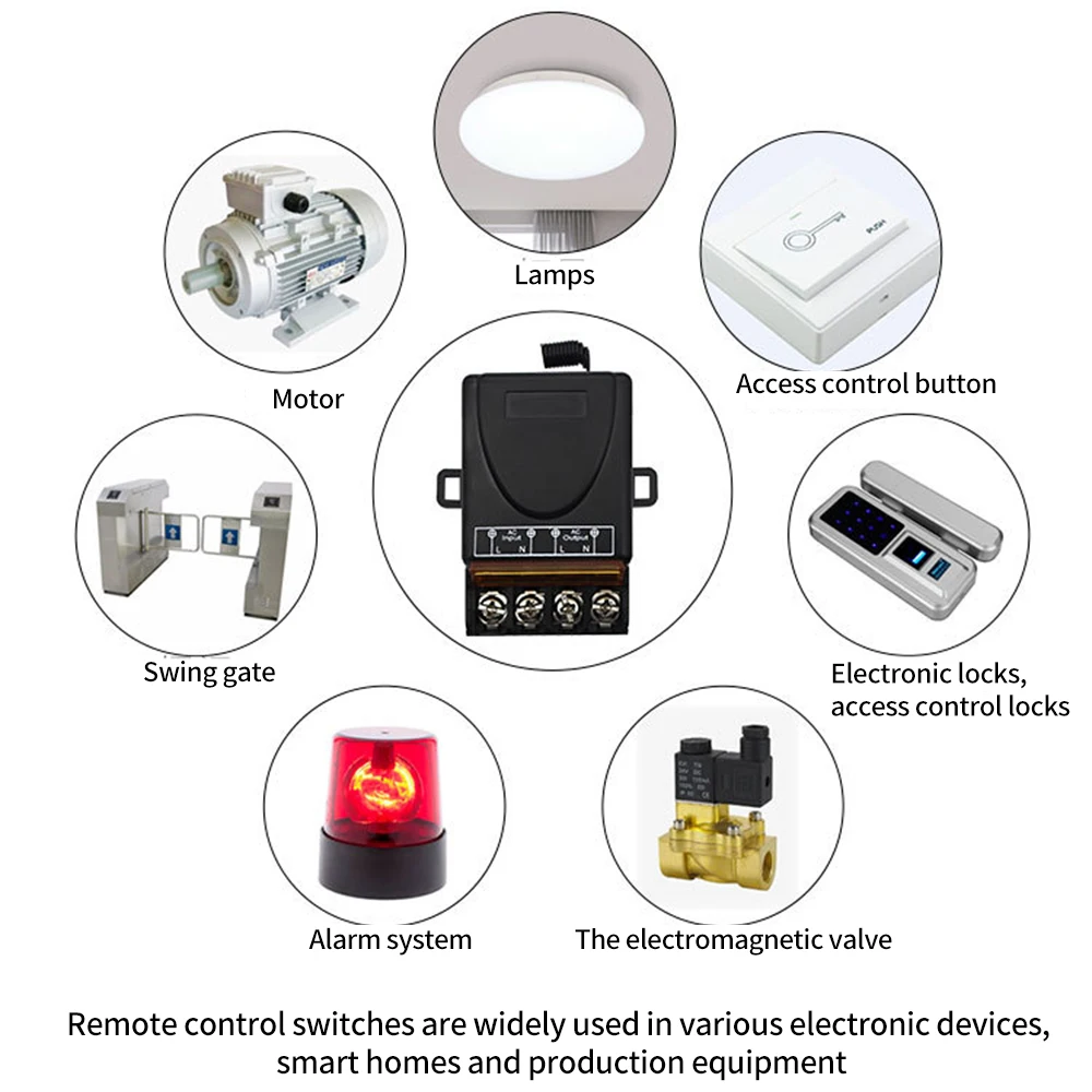 AC 220V 30A 1CH 433MHz Wireless Remote Control Switch RF Relay Receiver + On/Off Transmitter for Electric Appliance Lamp