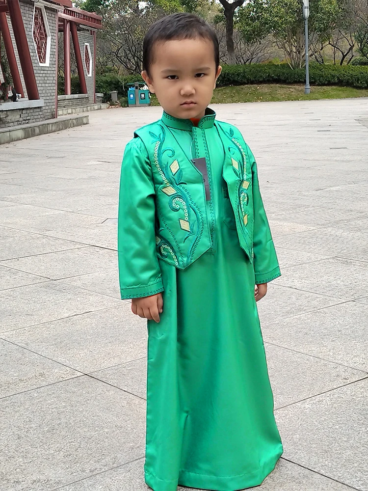 

Muslim Kids Girls Boy Prayer Dress Hijab Abaya Robe Arab Dubai Children Ramadan Kaftan Headscarf Islamic Eid Party Gown Jilbab