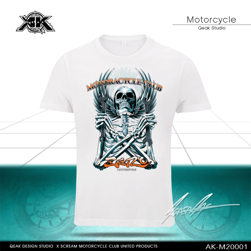 

May Khaki 883 Heavy Motorcycle Harley Skull Pattern Men's and Women's Summer Short Sleeve T-shirt Loose Plus Size Trend