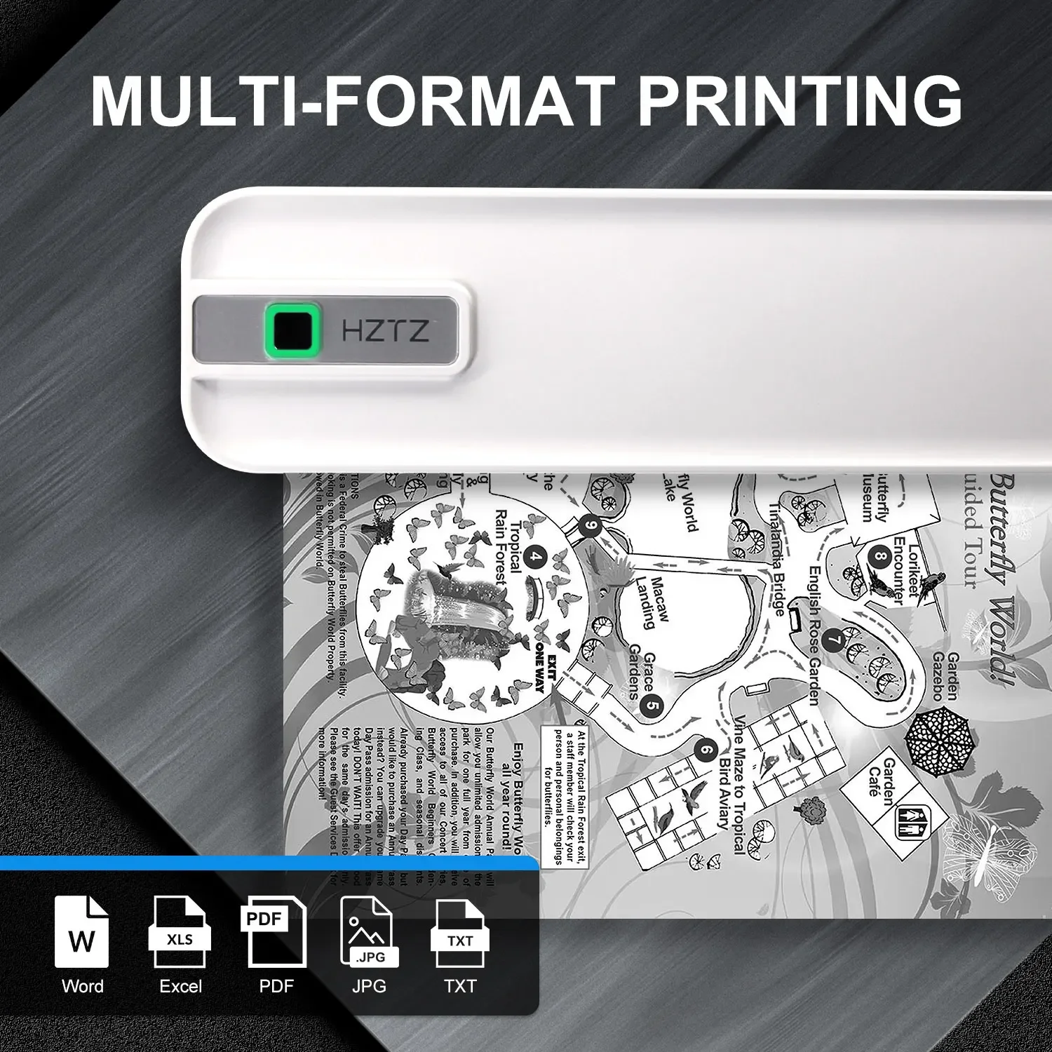 

A4 Portable Wireless Mobile Inkless Thermal Printer For Phone & Laptop Multi-functional HD With 300dpi, For PDF, Word, Images