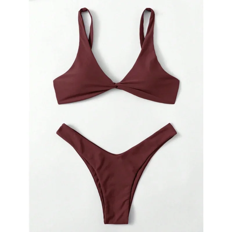 2026 Sexy Micro Bikini Bathing Suit Women Solid Color Split Bondage Bikini Push Up Summer 2025 New Swimsuit 2 Piece Beachwear Bi