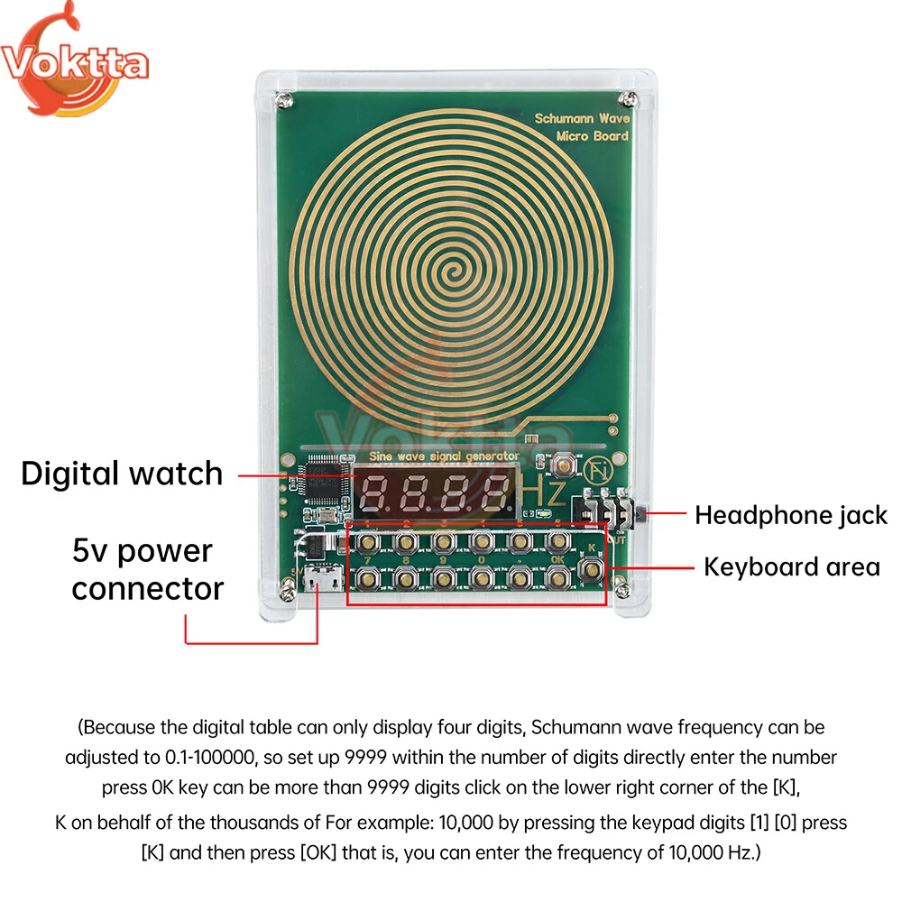 7.83 هرتز شومان موجة مولد 0.01 هرتز ~ 100000 هرتز قابل للتعديل تردد موجة جيبية مولدات 3.5 مللي متر الصوت الرنان تيار مستمر 5 فولت المصغّر USB #4