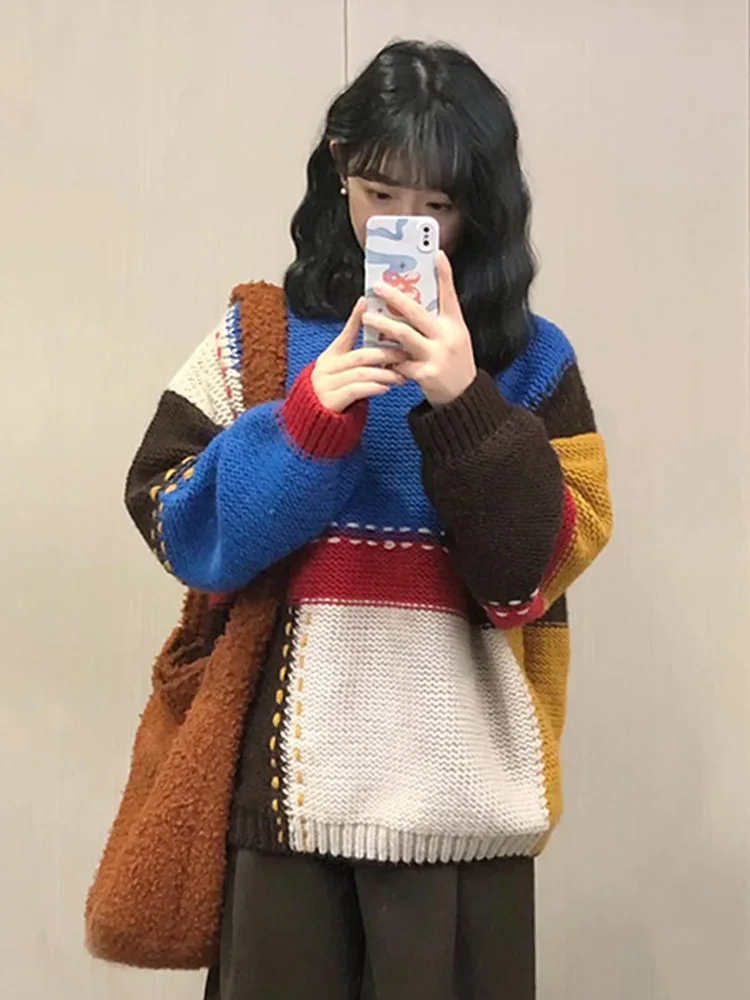 

Casual Loose Long Sve Knitted Sweater Women's Spring New Sle Trendy Color Blo Design Casual Faion Polyester Fiber