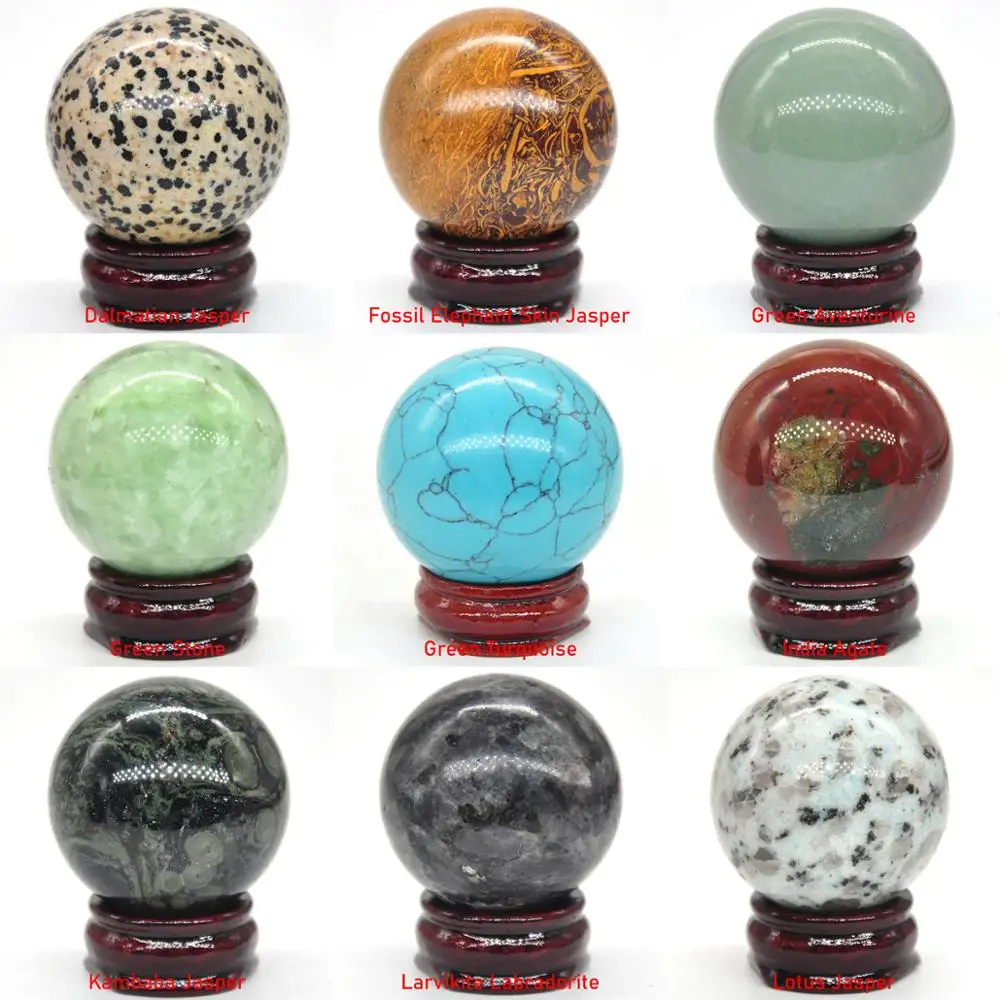 40MM Natural Gemstones Ball Healing Crystals Home Decoration Reiki Wicca Chakra Stones Sphere Rocks Mineral Gem Massage Globe