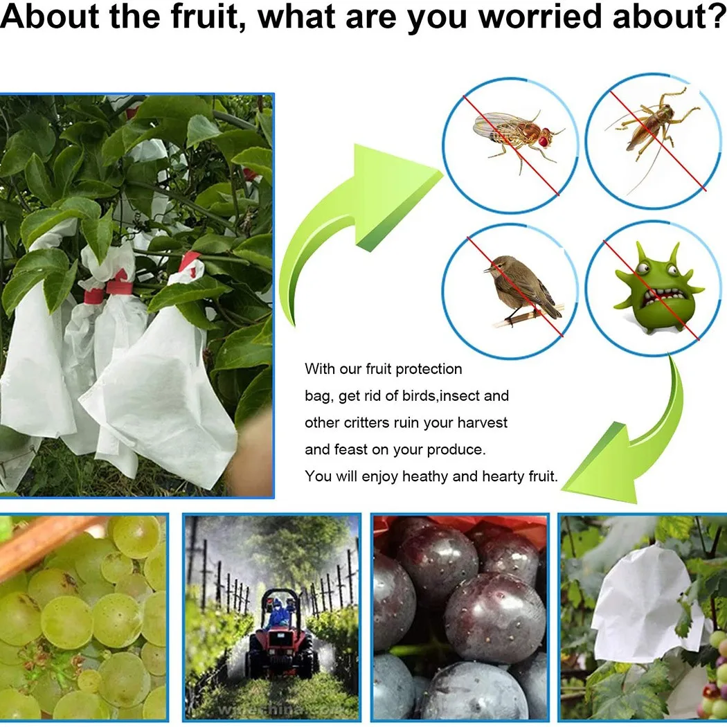

Grape Protection Bags Reusable Non Woven Fabric Fruit Covers Secure Your Apples and Oranges from Harm 50PCS Pack