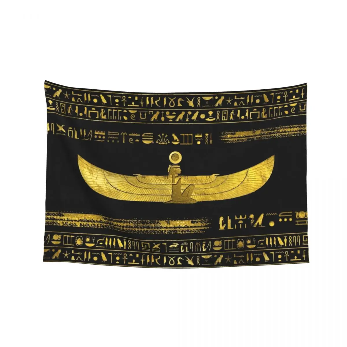 

Golden Egyptian God Ornament on black leather Tapestry Bedroom Decor Bedrooms Decor Tapestry