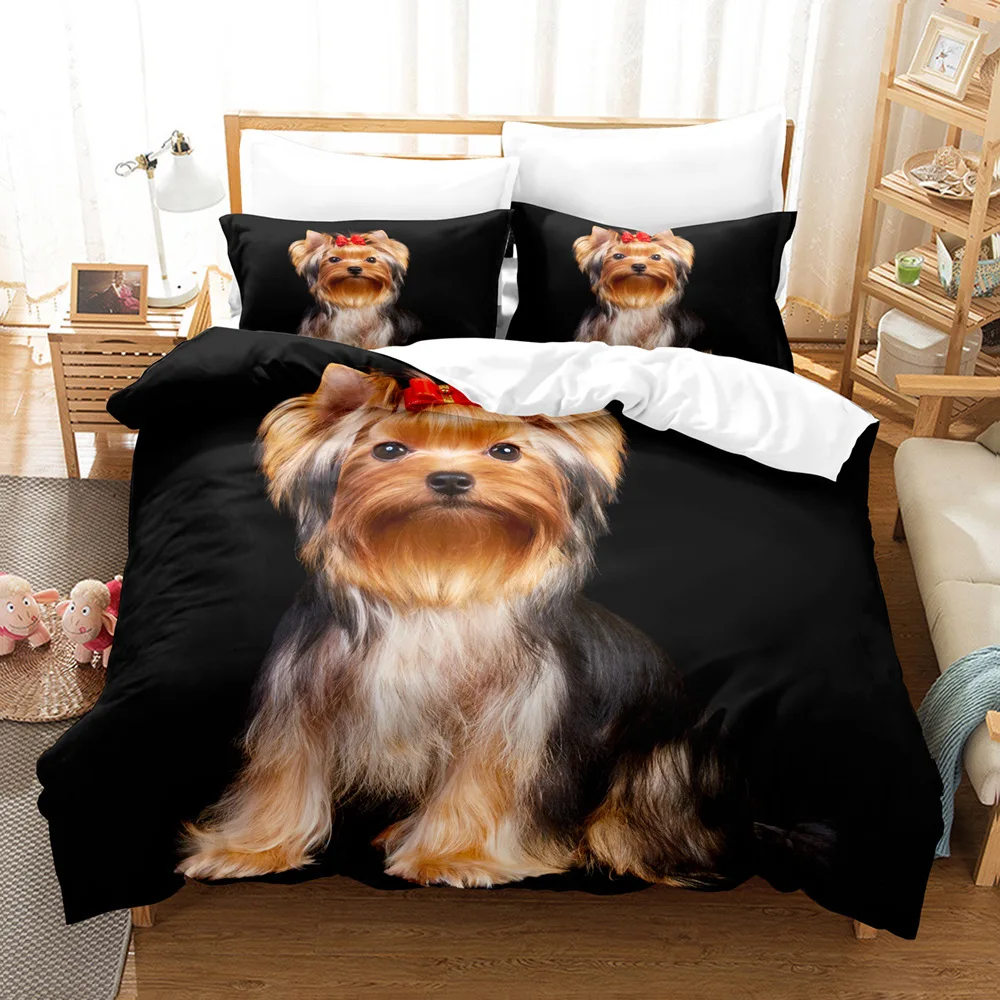 Cute White Dogs Bedding Set Lovely Puppy Husky Comforter Set King Queen Size Duvet Cover Set With Pillowcase Bed Linen For Girls
