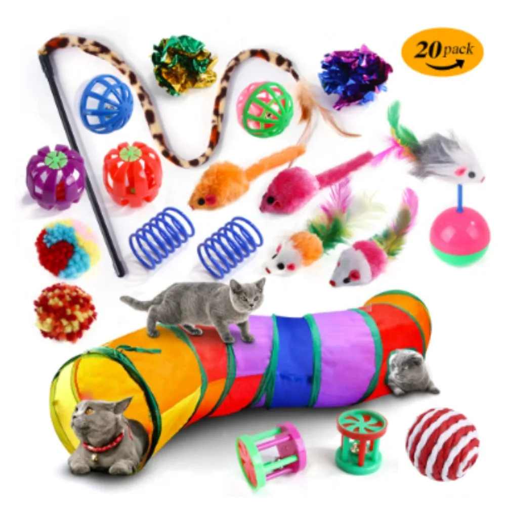 

New Pet Cat Toy Tunnel Kit Funny Cat Stick Interactive Plush Mouse Voice Toys Cat Supplies