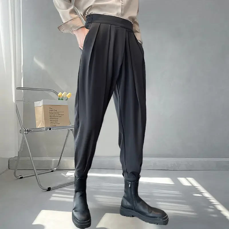 Stacked Pants Streetwear Men's Pants Joggers  Casual Harem Trousers Harajuku Korean Motorcycle Tapered Male Blazer Pants S81