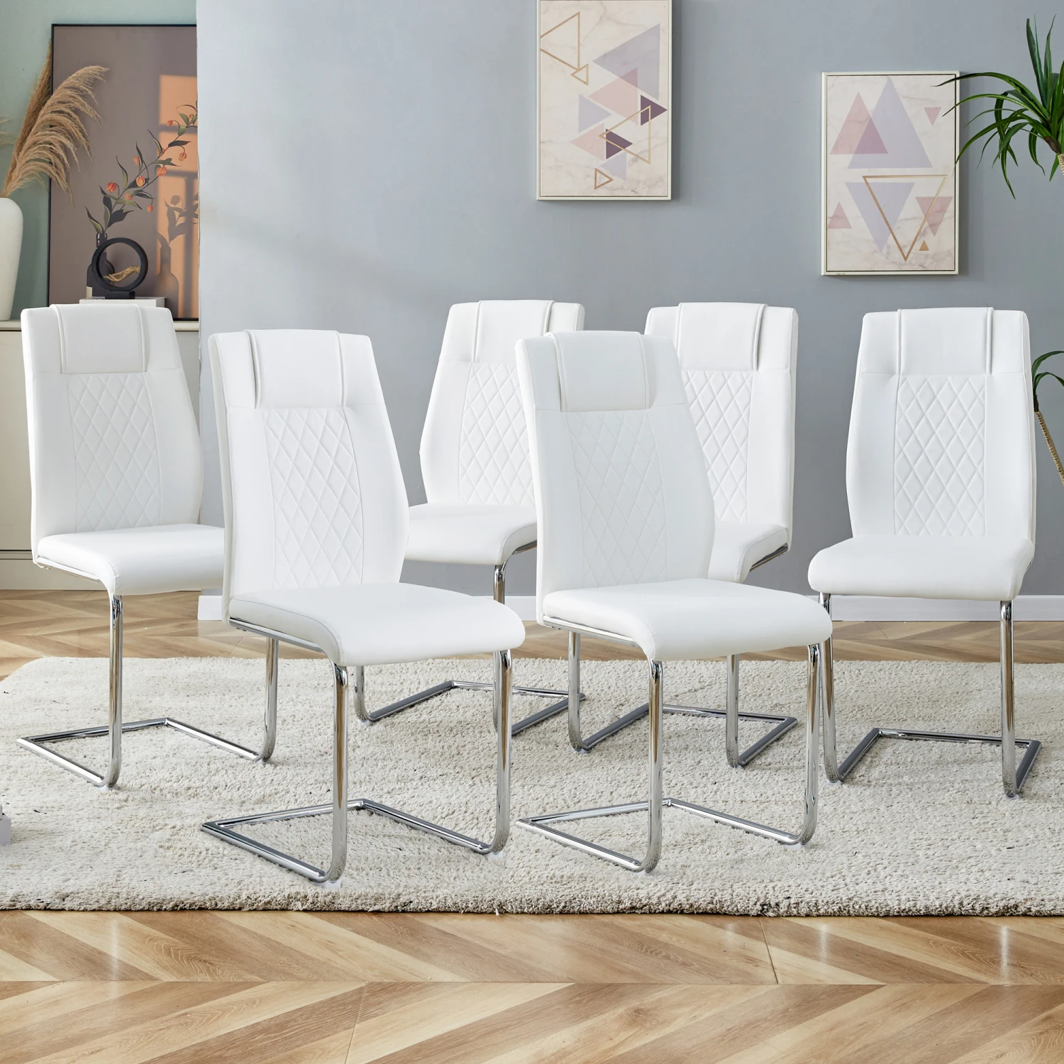 

Modern Dining Chairs with Faux Leather Padded Seat Dining Living Room Chairs Upholstered Chair with Metal Legs Design for Kitche