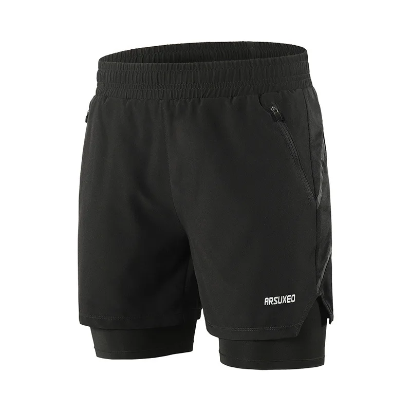 

34/5000 Summer three-part loose (with inner lining) breathable and sweat-wicking marathon fitness running loose shorts in gray