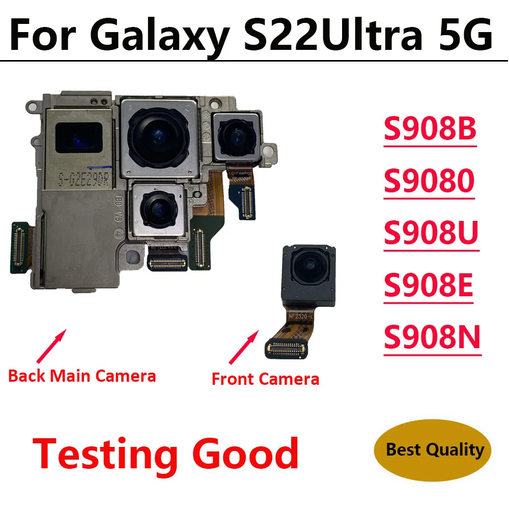 Back Rear Main Front Selfie Camera For Samsung Galaxy S22 Ultra 5G SM-S908 S908B S908U S908E S9080 S908N Wide Cameras Module