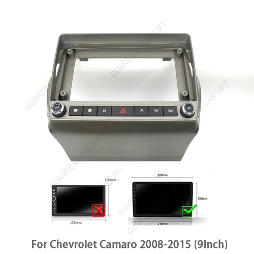 Imagen 2 del producto Fascias de Radio de coche de 9 pulgadas para Chevrolet Camaro 2008-2015 reproductor de marco estéreo Android 2 Din Panel de unidad principal embellecedor de tablero con cable c
