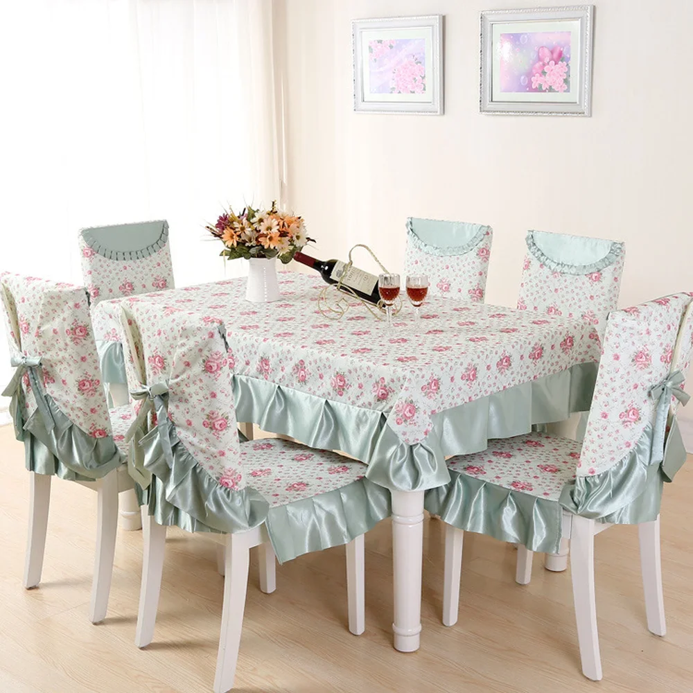 

New Floral Tablecloth Pastoral Dinner Tablecloth Fresh Style Table Cover Decoration Rectangular Cotton Line Table Cloth