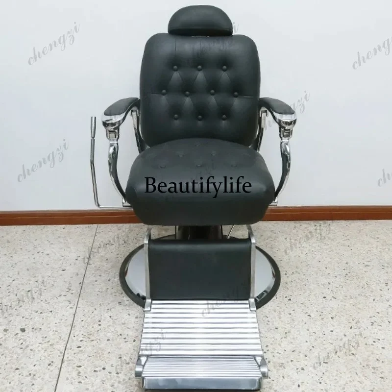 F181   Hairdressing Adjustable Barber Chair Retro Aluminum Alloy Design Barber Chair Raised Vintage Salon Furniture