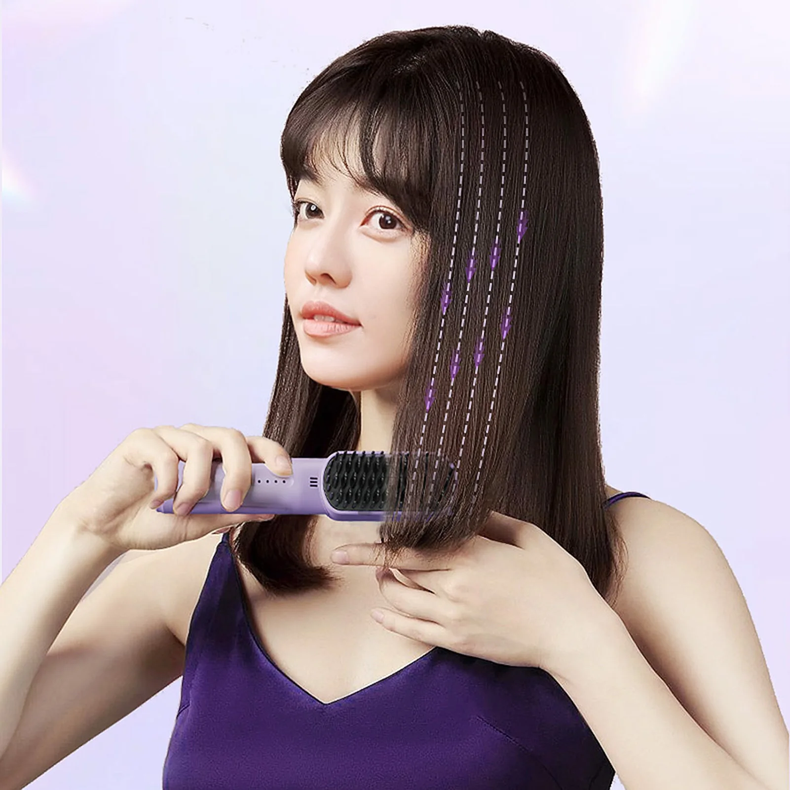 Dual-purpose Hair Straightener Negative Ion Moisturizing Hair Care Heating Evenly Comb for Wet and Dry Hair Styling