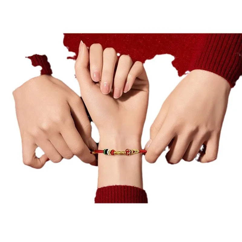 2025 Snake Tai Sui Red Rope Bracelet for Men and Women Couple Hand Rope Handmade Braided Rope Children\'s Amulet Guardian Jewelry