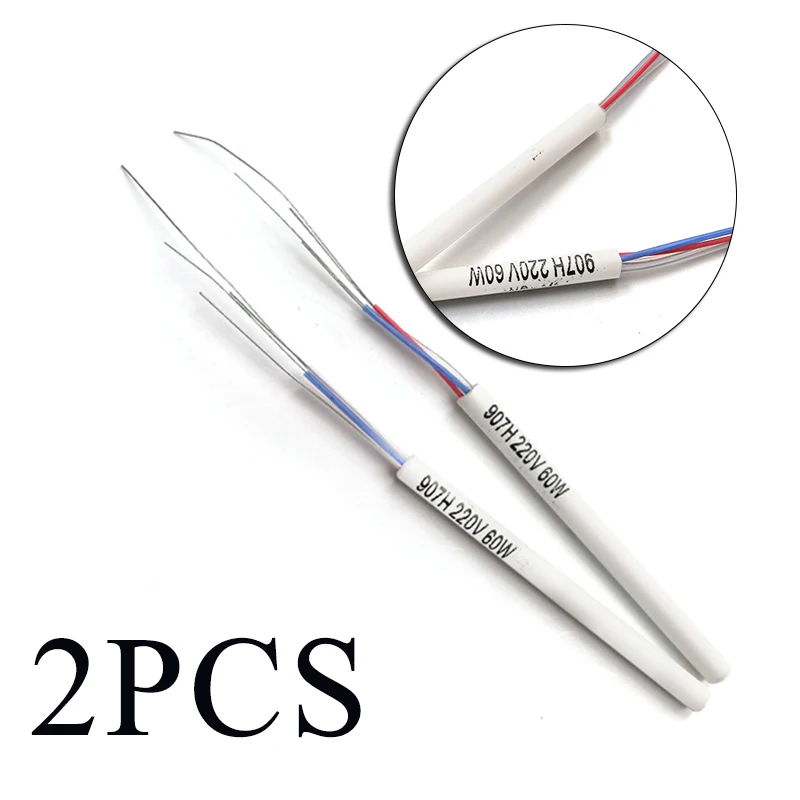 แกนเหล็กบัดกรี2ชิ้น75มม. 60W เครื่องเชื่อมเหล็กไฟฟ้าปรับอุณหภูมิได้คงที่เครื่องทำความร้อนเซรามิก