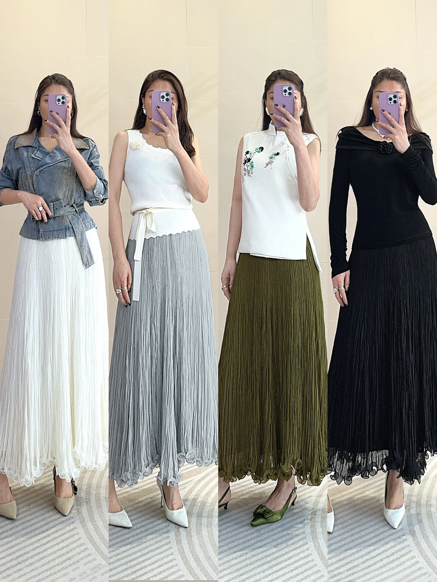 

Длинная юбка для девочек из полиэстера с высокой талией, плиссированная, с бантом, для повседневной носки и свиданий