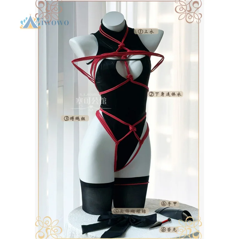 

Azur Lane Game Sakura сексуальное платье косплей костюм черный комбинезон красная веревка униформа Хэллоуин карнавальная вечеринка женская одежда новая